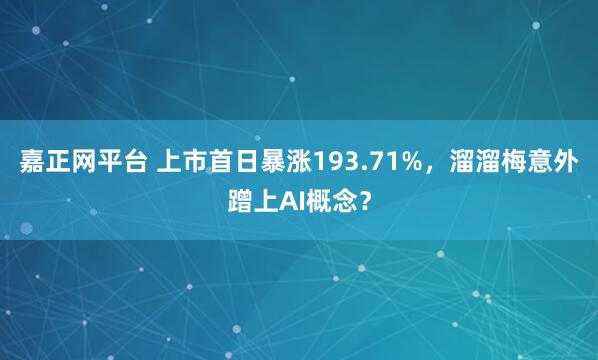 嘉正网平台 上市首日暴涨193.71%,溜溜梅意外蹭上AI概念?